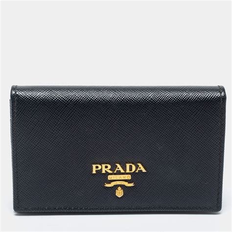 prada saffiano leather card holder black